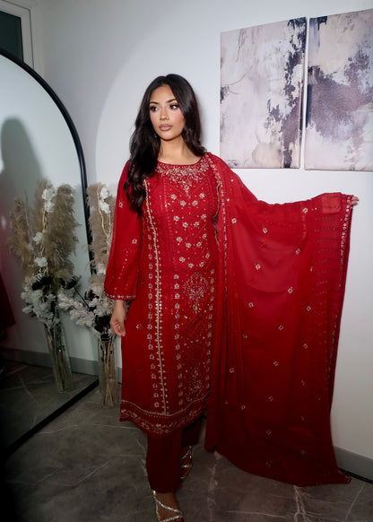 ALINA RUBY RED 3 PIECE SUIT