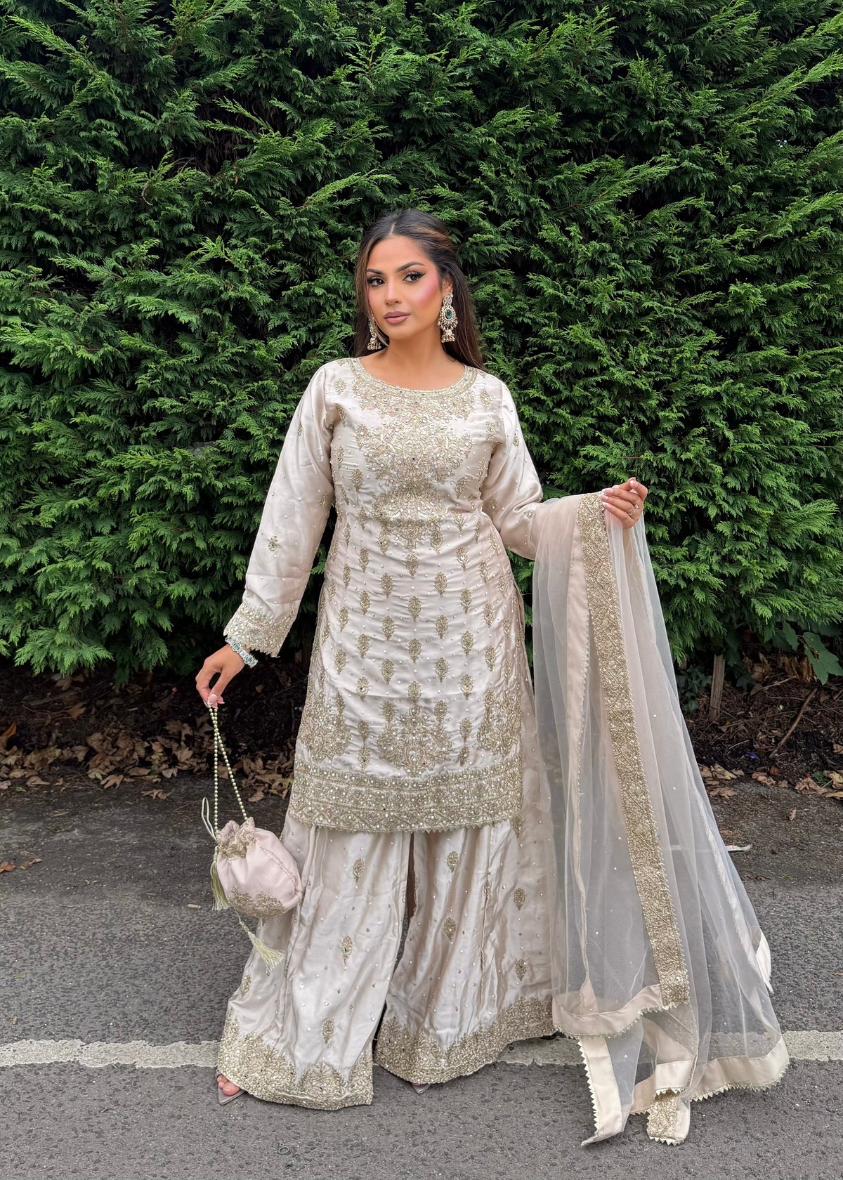 LAMISA SHARARA 4 PIECE SUIT CHAMPAGNE