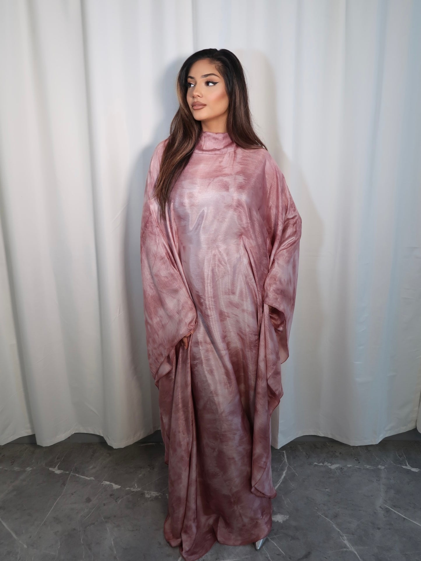 BLUSH PINK TYE DYE BUTTERFLY KAFTAN