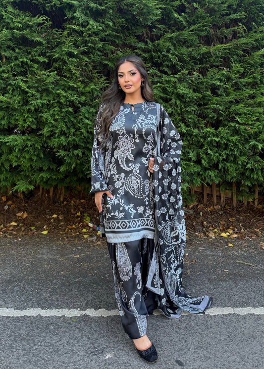 MALIYA FARSHI PATTERNED 3 PIECE SUIT