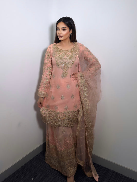 PEACH SHARARA SUIT