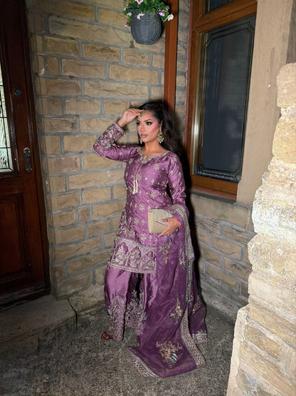 HALA LILAC SHARARA 3 PIECE SUIT