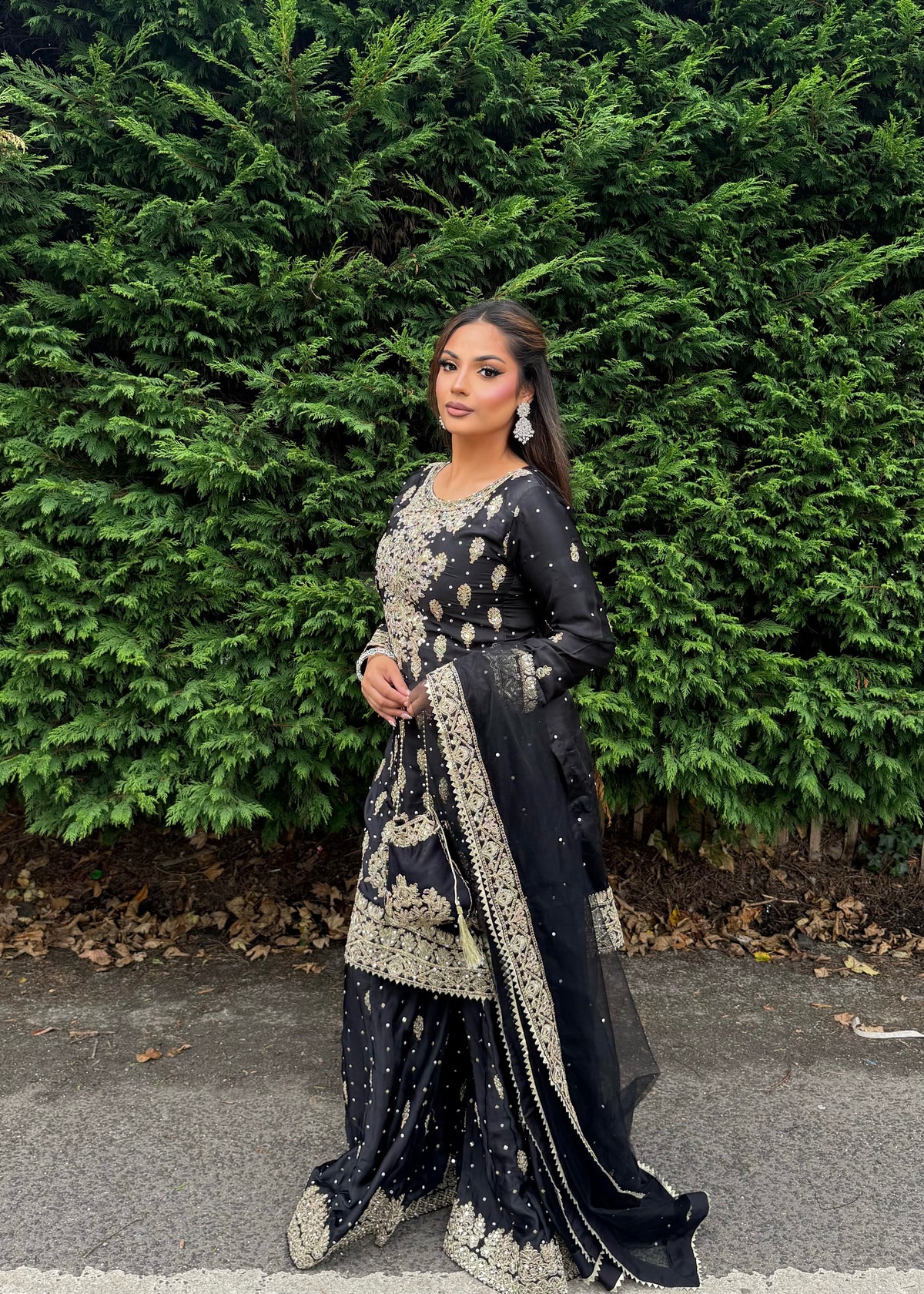 LAMISA SHARARA 4 PIECE SUIT BLACK
