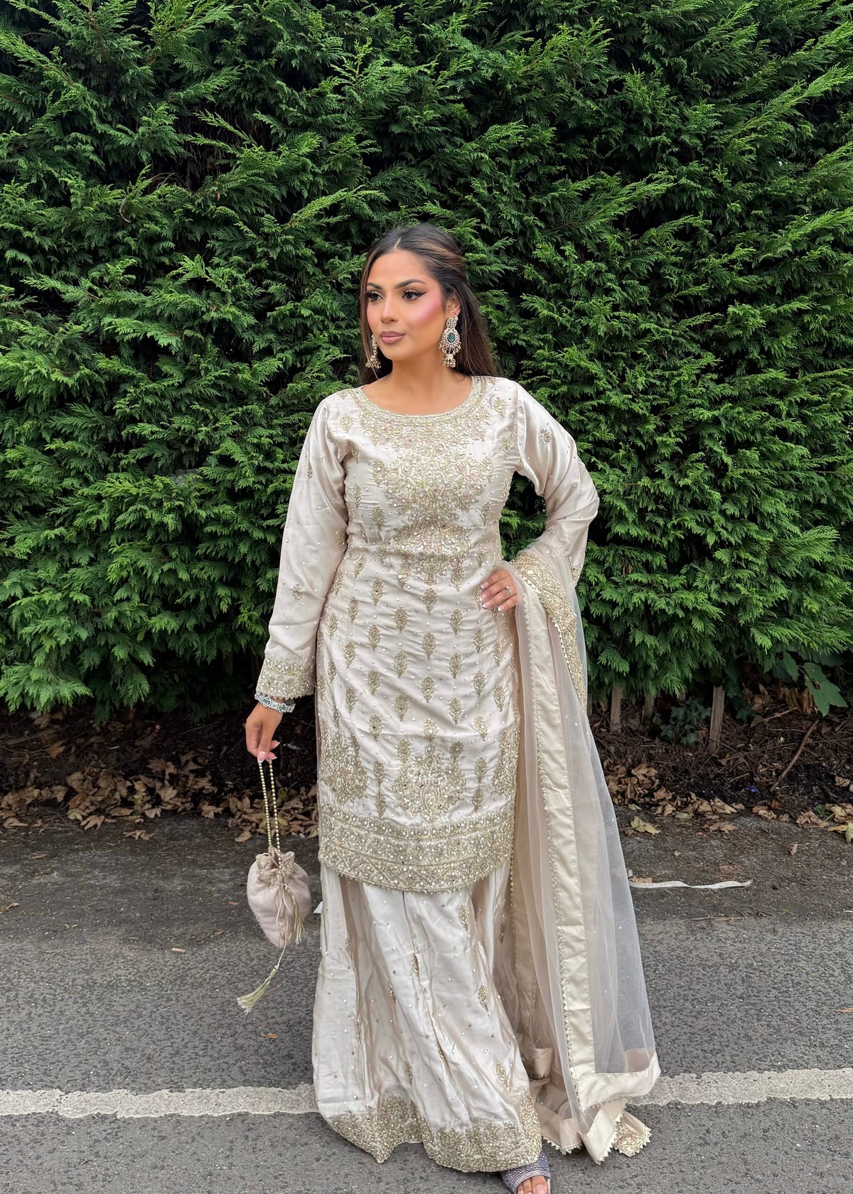 LAMISA SHARARA 4 PIECE SUIT CHAMPAGNE