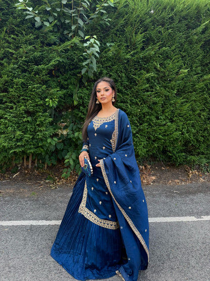 NINA MIDNIGHT TEAL LEHENGA