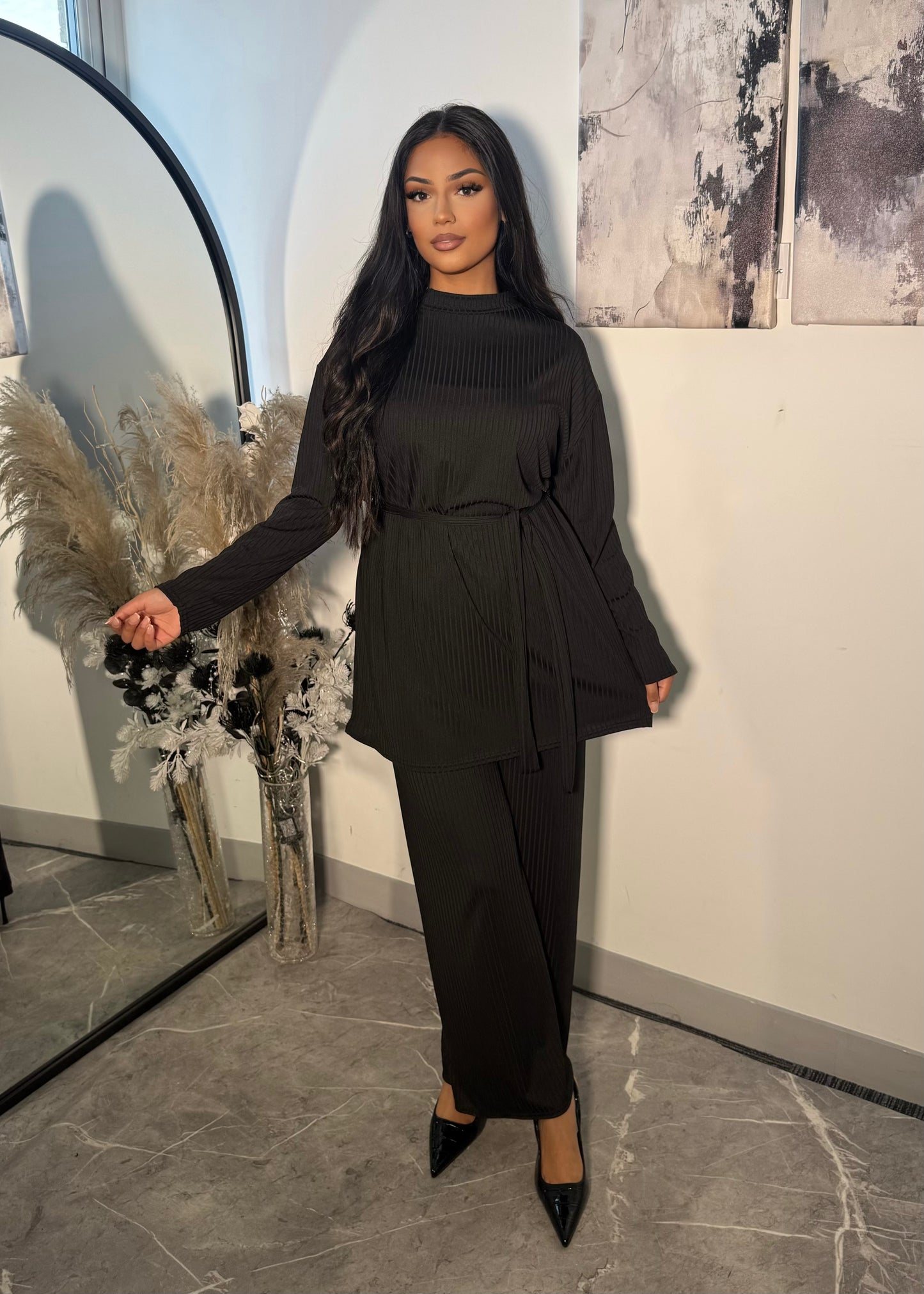 RIBBED BELTED COORD